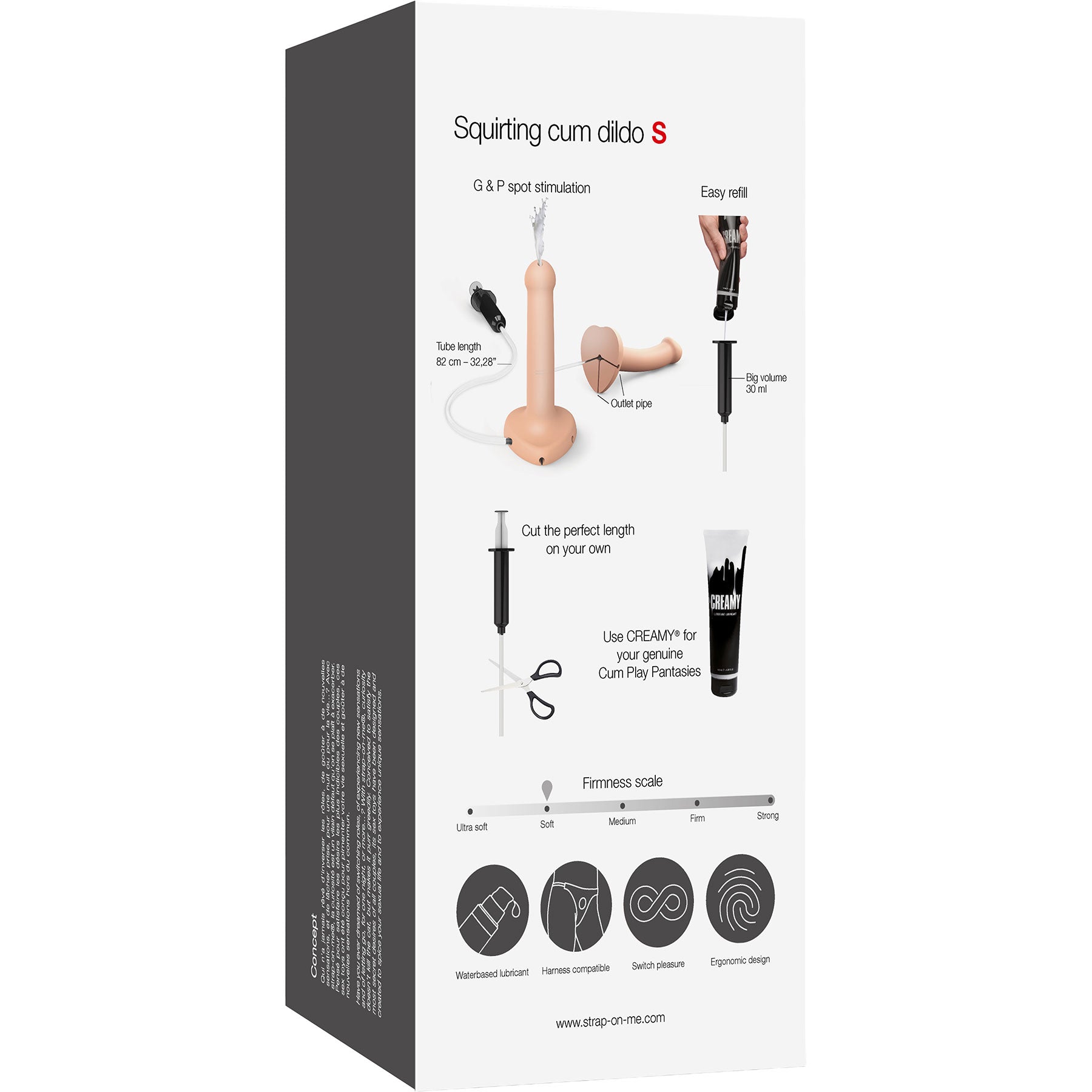 Strap-on-Me Squirting Harness Compatible Silicone Dildo - Small, Vanilla
