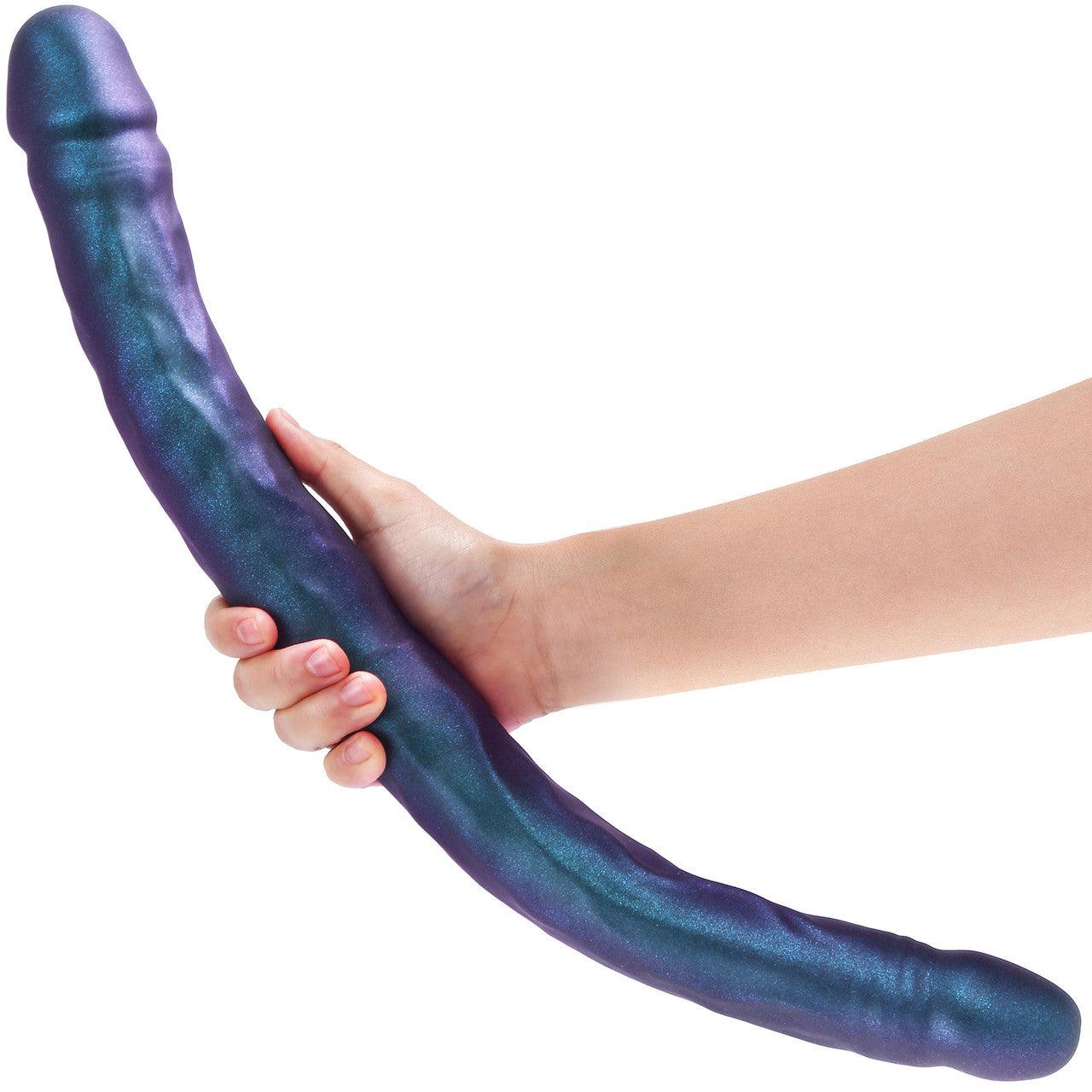 Strap-on-Me Double Dong Realistic Silicone Double Dildo - Metallic Blue