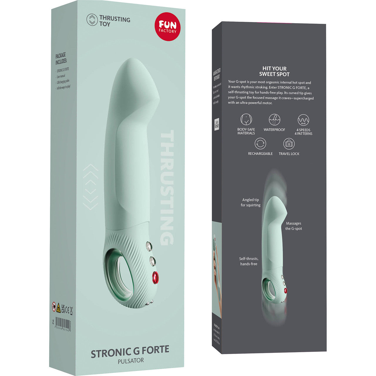 Fun Factory Stronic G FORTE G-Spot Pulsator Thrusting Dildo - Sage Green