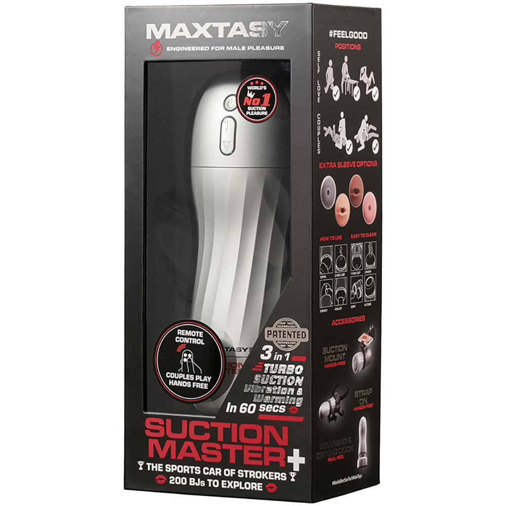 Maxtasy Suction Master+ Rechargeable Warming & Vibrating Penis Masturbator With Remote - Vanilla