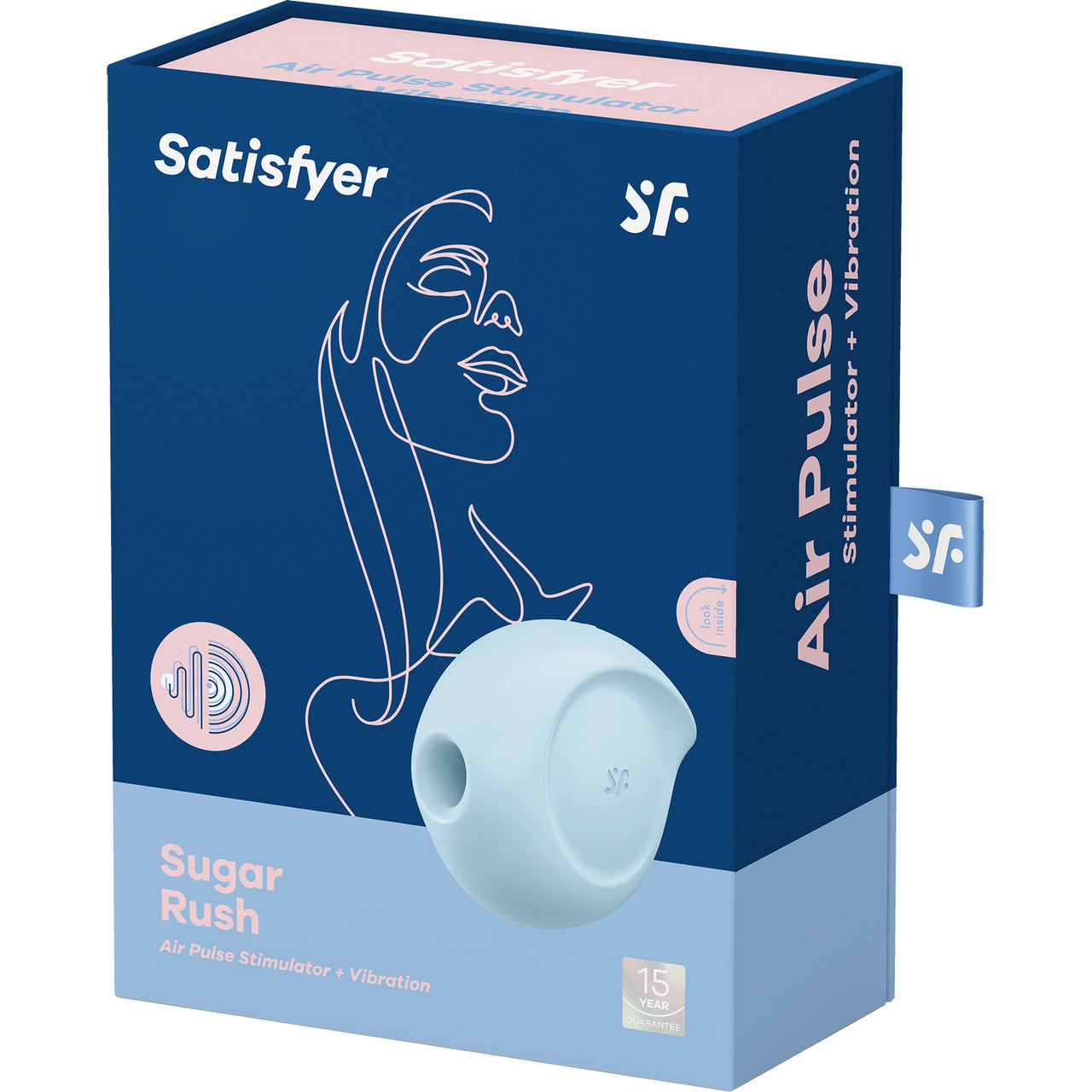 Satisfyer Sugar Rush Pressure Wave Rechargeable Waterproof Clitoral Stimulator - Blue