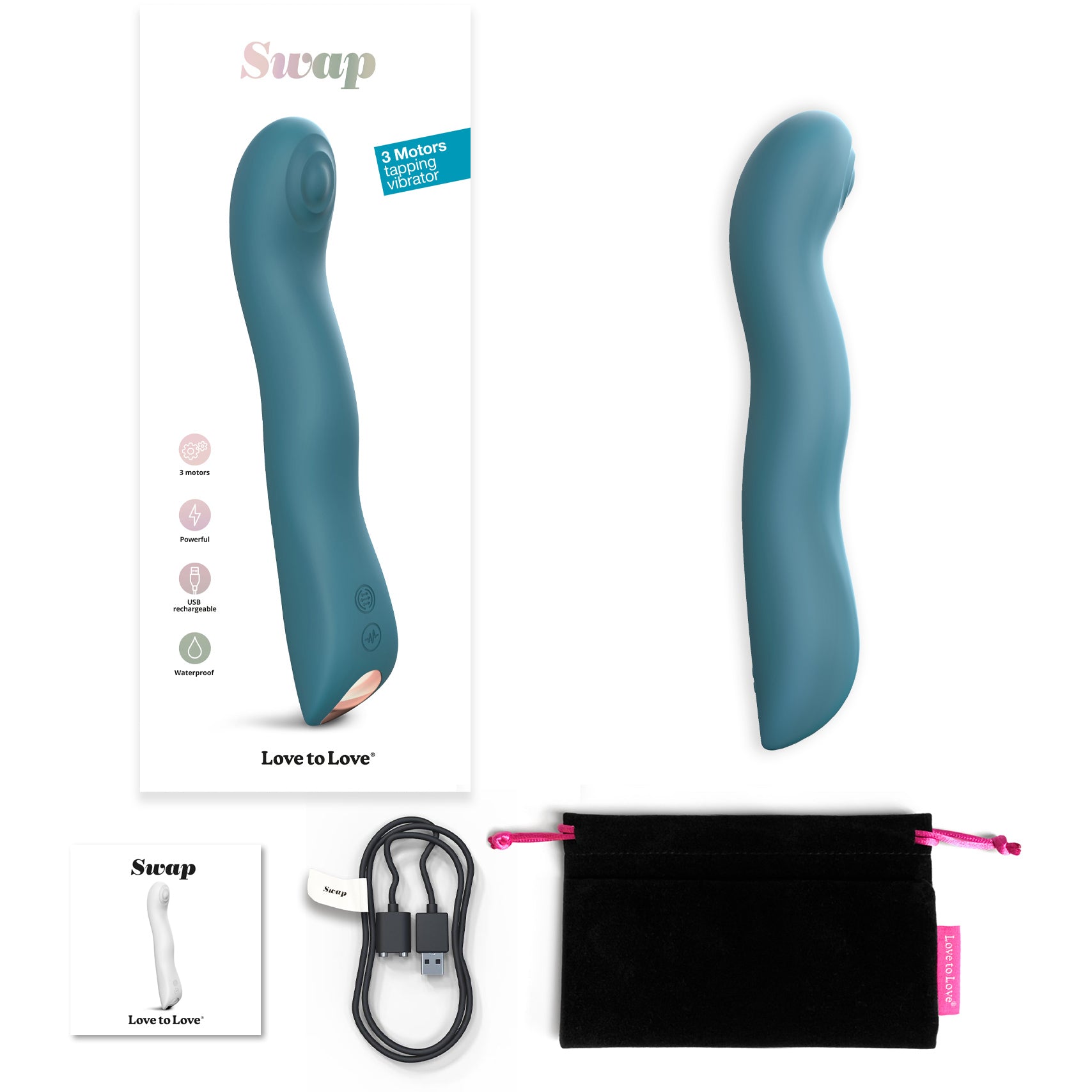 Swap Rechargeable Silicone Multiuse Vibrator By Love To Love - Teal