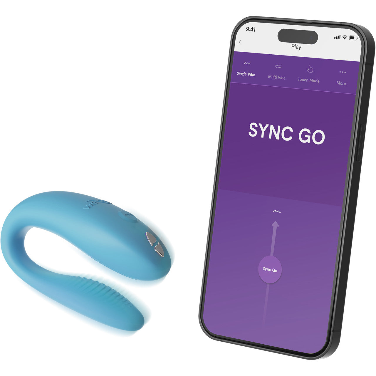 We-Vibe Sync Go App Enabled Waterproof Rechargeable Couples Vibrator - Turquoise