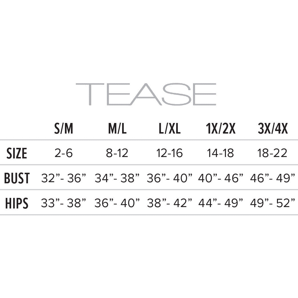 Tease Size Chart