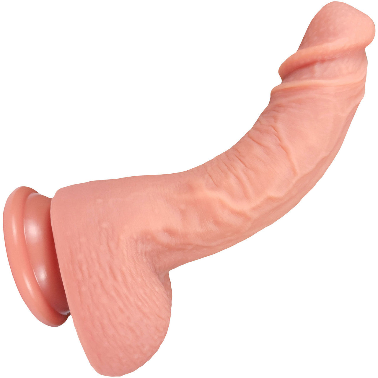 The Tease 6.5 Inch Silicone Realistic Posable Dildo With Balls & Suction Cup Base By Fukena - Vanilla