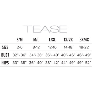 Tease Size Chart