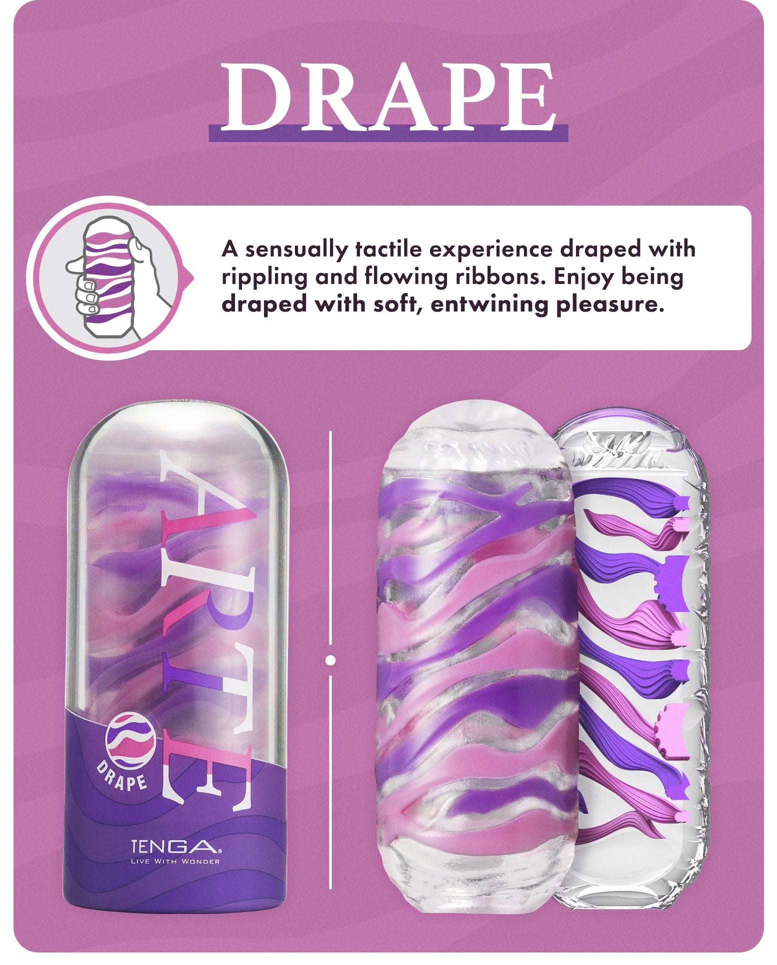 Tenga Arte Reusable Penis Masturbation Cup - DRAPE Feature Graphic