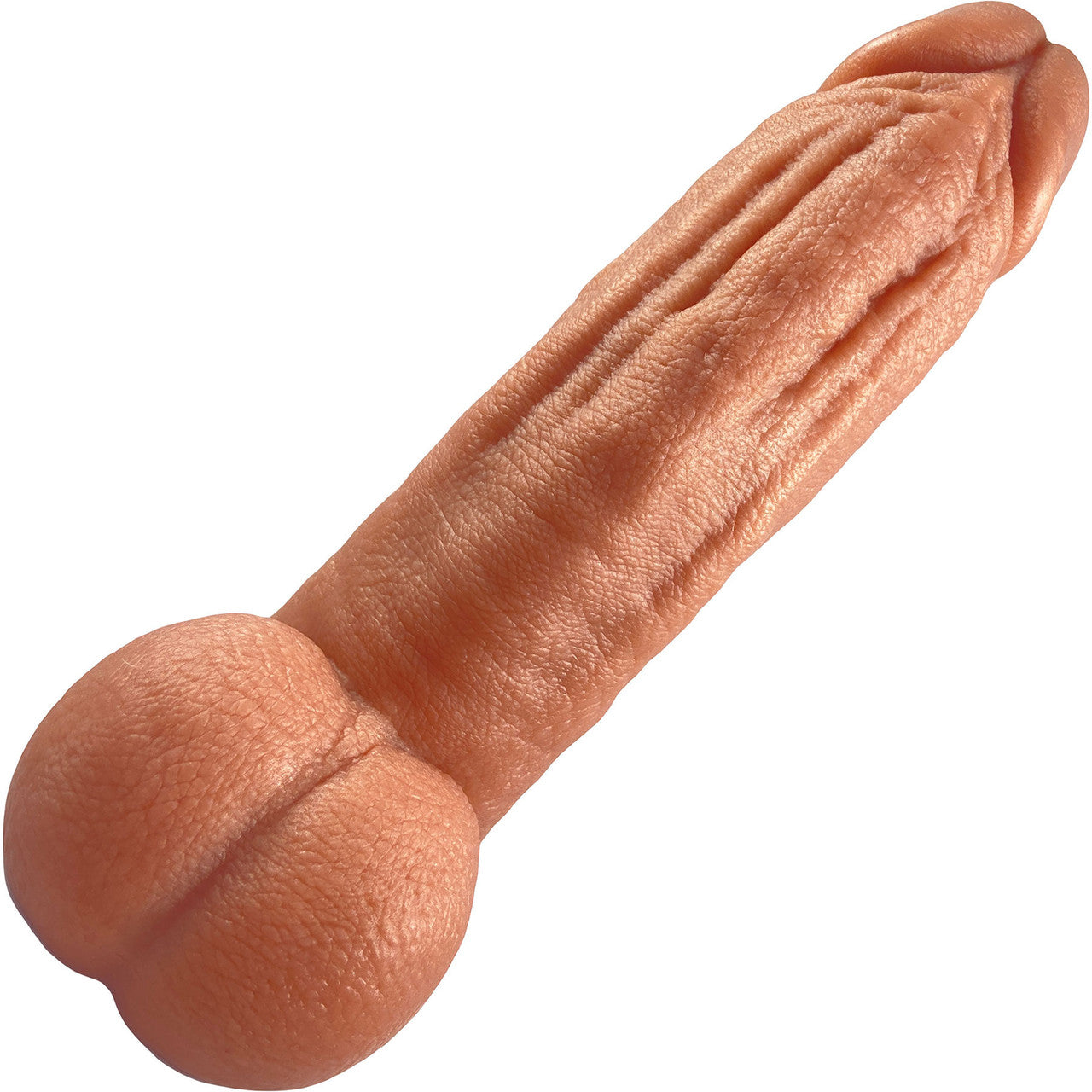 The Titan Medium 7.25" Platinum Silicone Ultrarealistic Dildo With Balls By Uberrime - Caramel