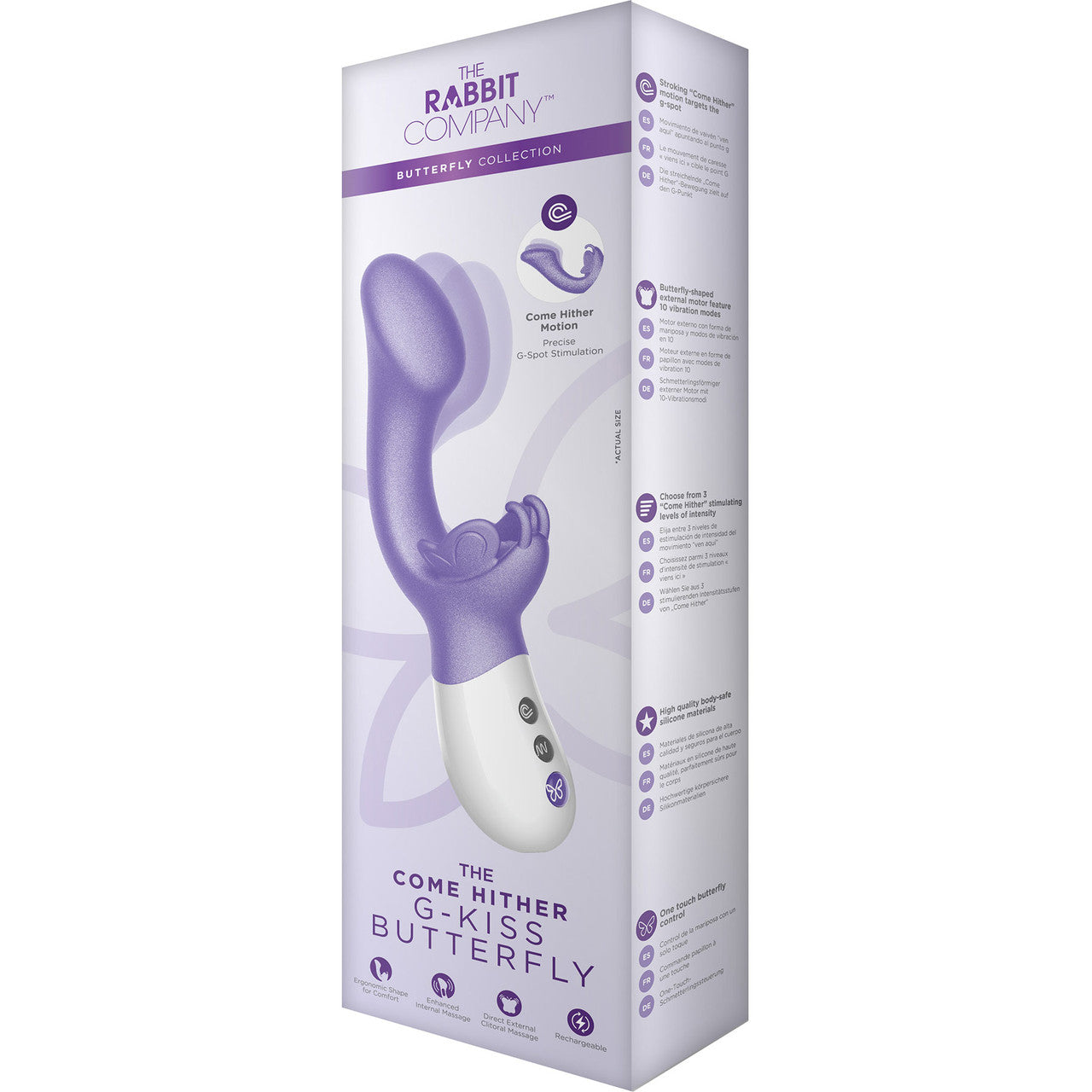 The Come Hither G-Kiss Butterfly Silicone Rechargeable Rabbit Vibrator By The Rabbit Company - Purple