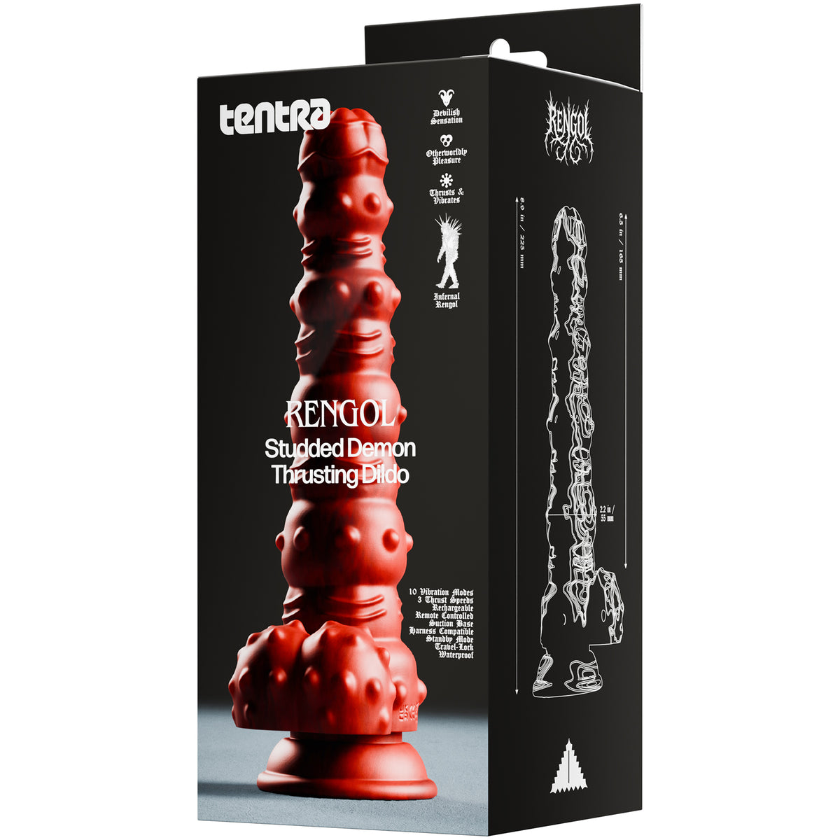 Rengol Studded Demon Thrusting Vibrating Dildo With Remote By Tentra