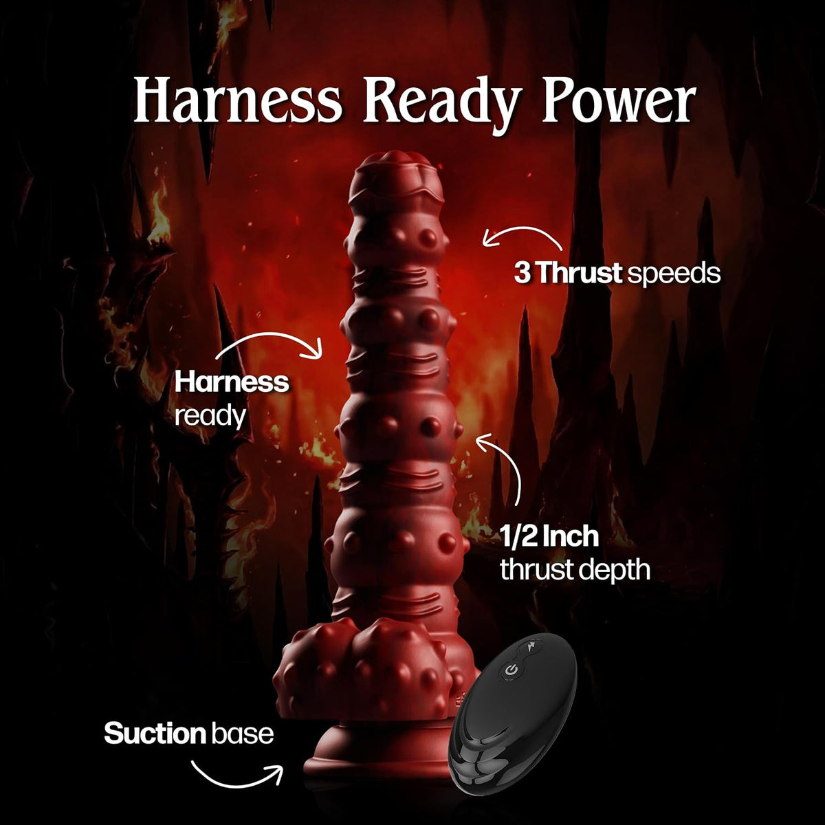 Rengol Studded Demon Thrusting Vibrating Dildo With Remote By Tentra
