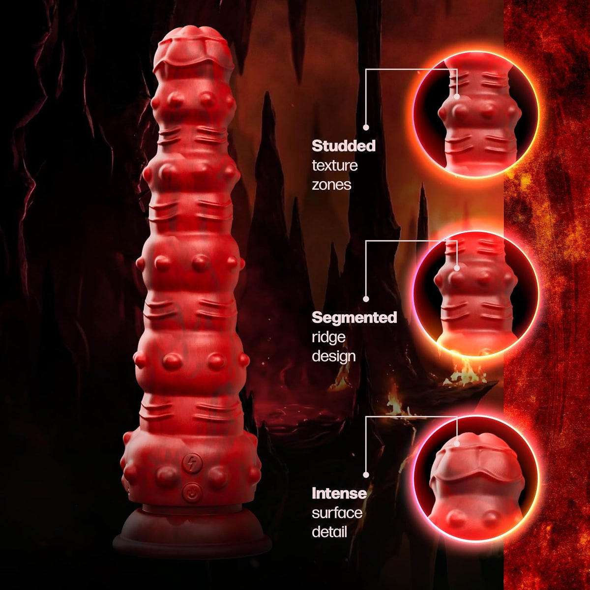 Rengol Studded Demon Thrusting Vibrating Dildo With Remote By Tentra