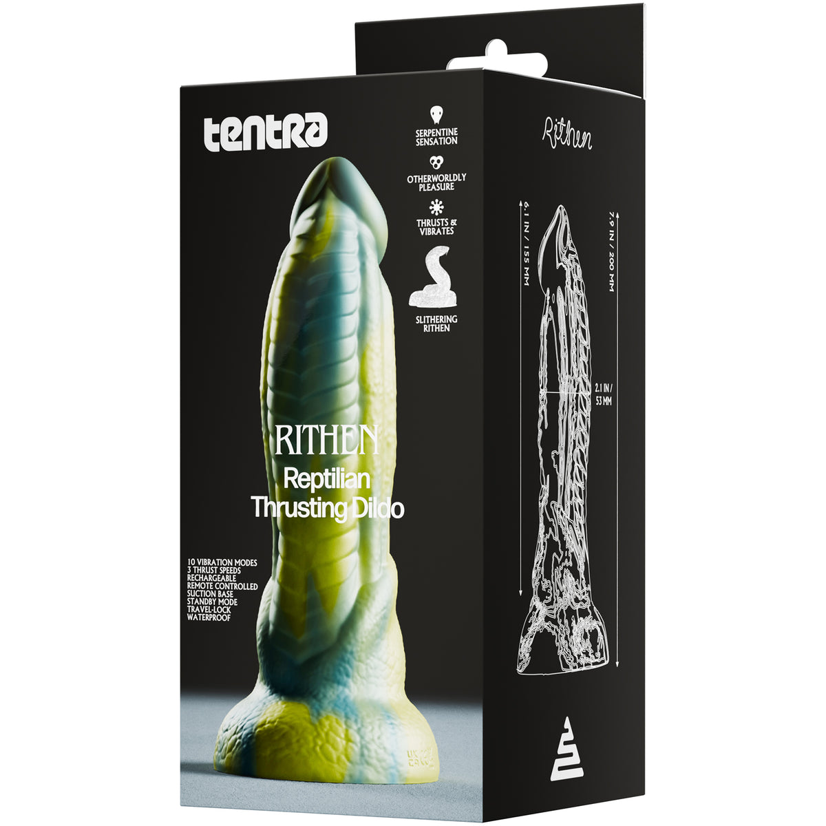 Rithen Reptilian Thrusting Silicone Vibrating Dildo With Remote By Tentra