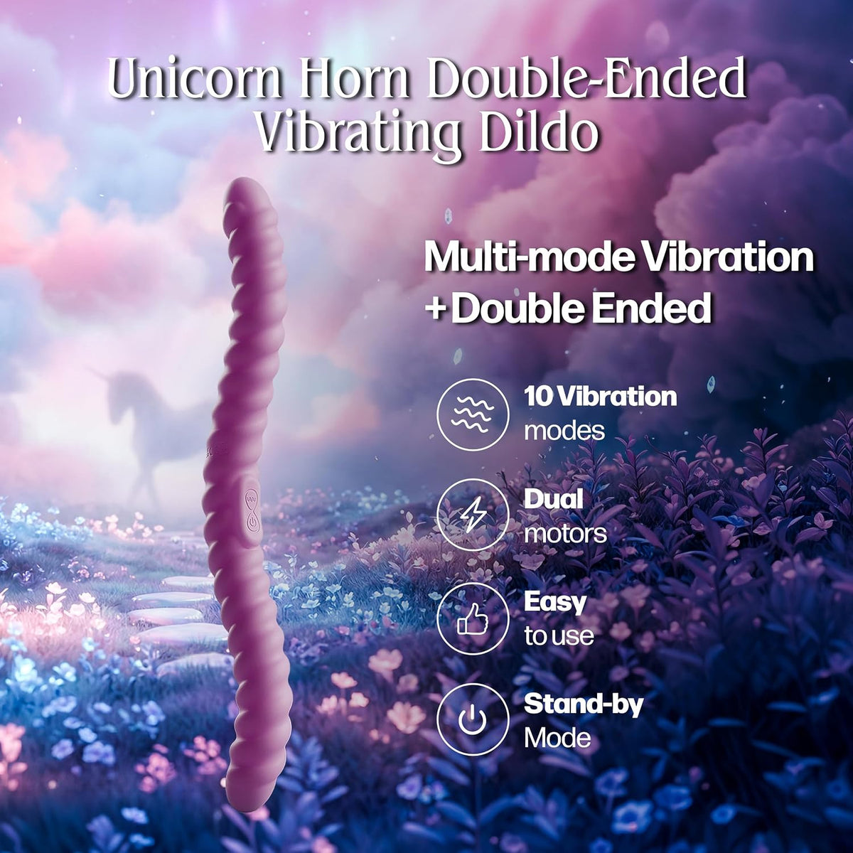 Cor Unicorn Horn Double-Ended Vibrating Dildo By Tentra