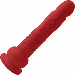 The Velvet Thruster Mini Teddy TX Ultra Powerful Thrusting Silicone Dildo - Red