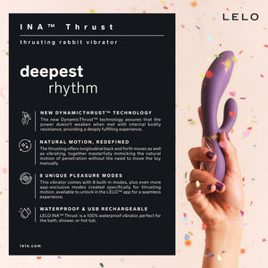 LELO INA™ Thrust Dual-Action Thrusting Vibrating Massager - Infographic