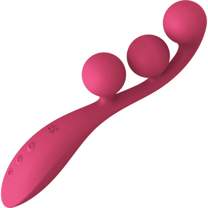 Satisfyer Tri Ball 1 Rechargeable Waterproof Silicone Bendable Triple Stimulation Vibrator - Red