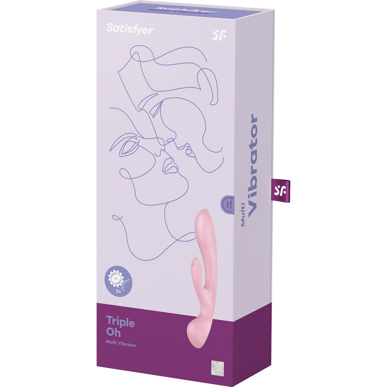 Satisfyer Triple Oh Silicone Combination Dual Stimulation & Wand Style Vibrator - Pink