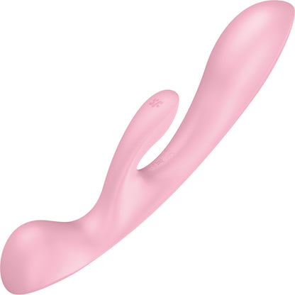 Satisfyer Triple Oh Silicone Combination Dual Stimulation & Wand Style Vibrator - Pink