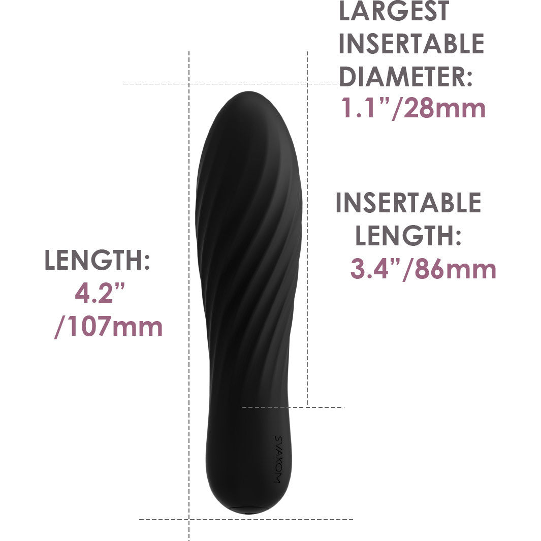 SVAKOM Tulip Rechargeable Waterproof Silicone Powerful Bullet Vibrator - Black