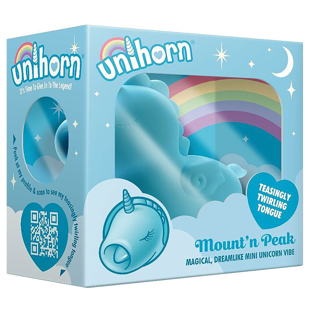 Unihorn Mount 'N Peak Pointed Flicking Silicone Clitoral Vibrator - Blue