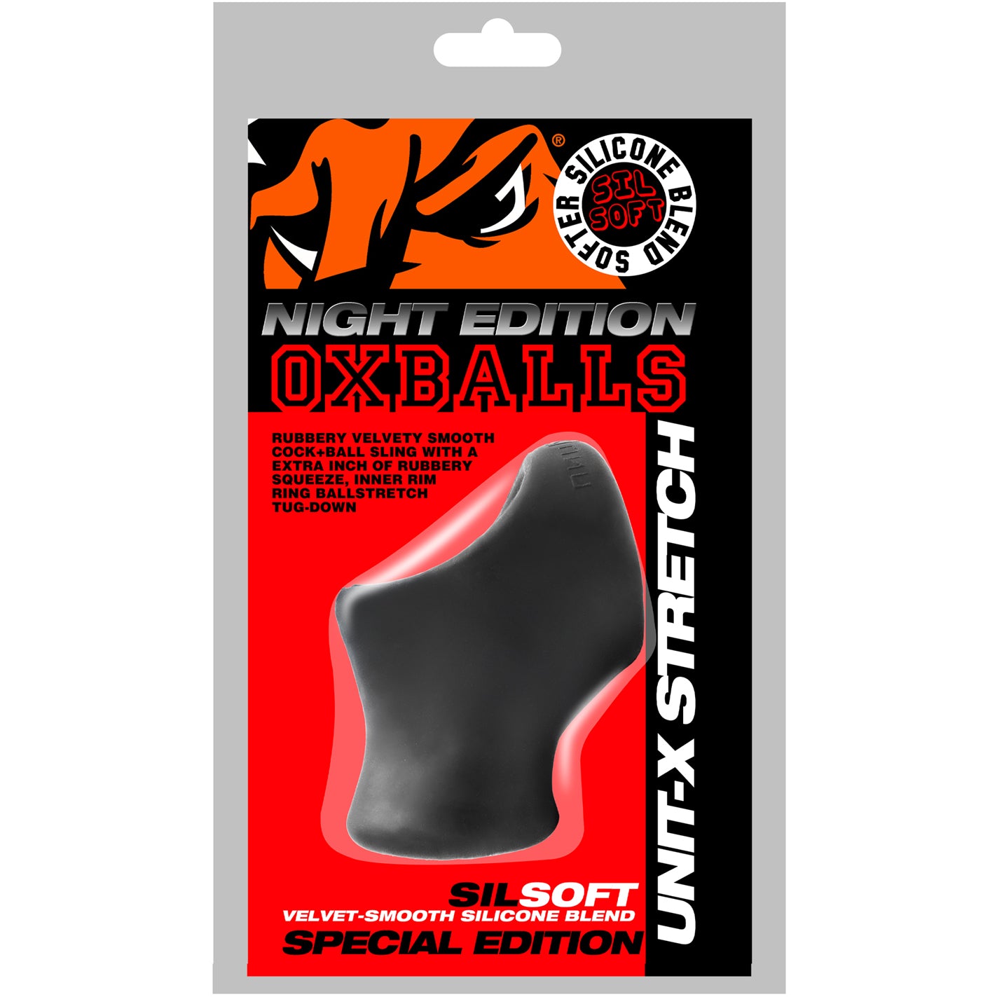 Oxballs Unit-X Cock Ring And Ball Stretcher - Night Edition