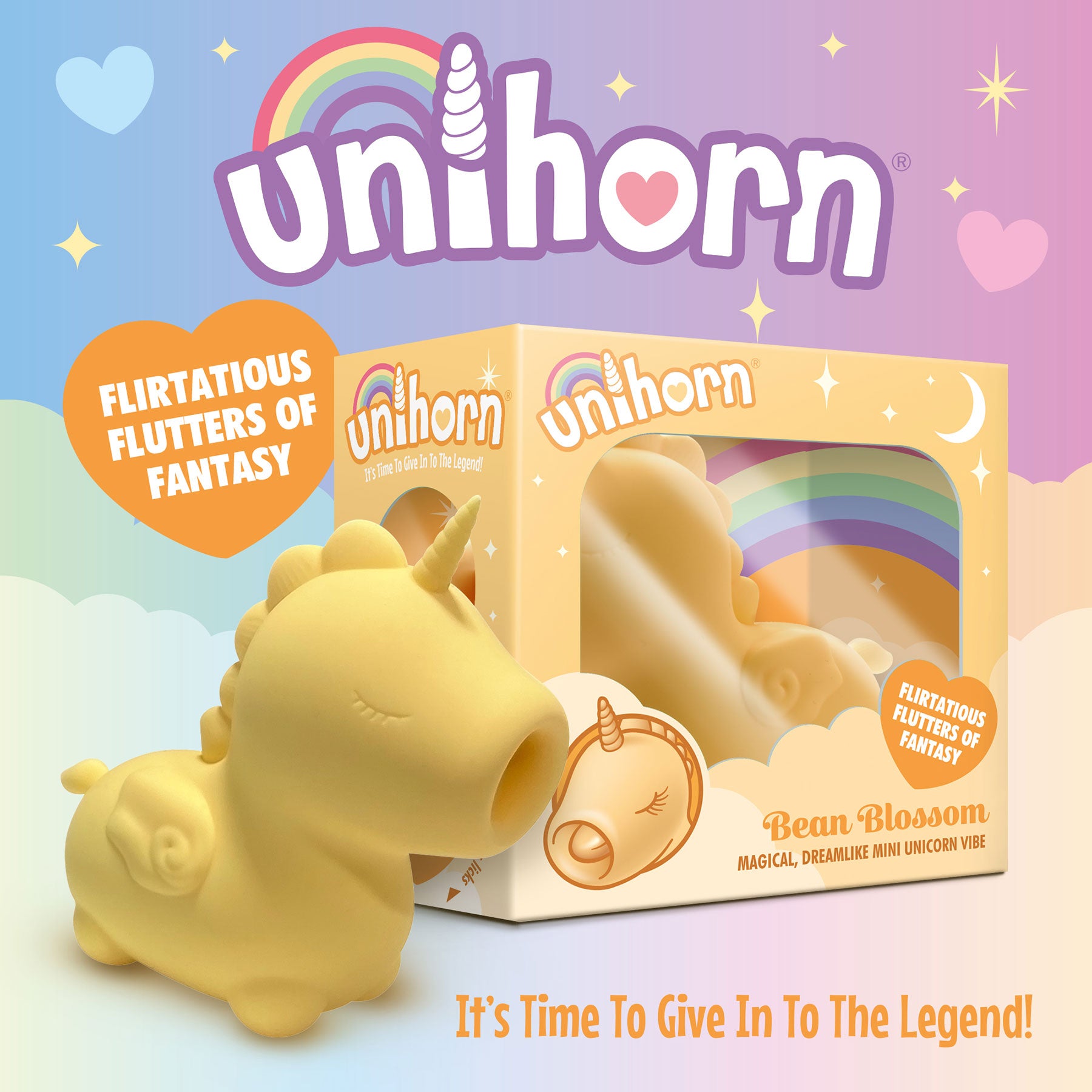 Unihorn Bean Blossom Flicking Silicone Clitoral Vibrator - Yellow