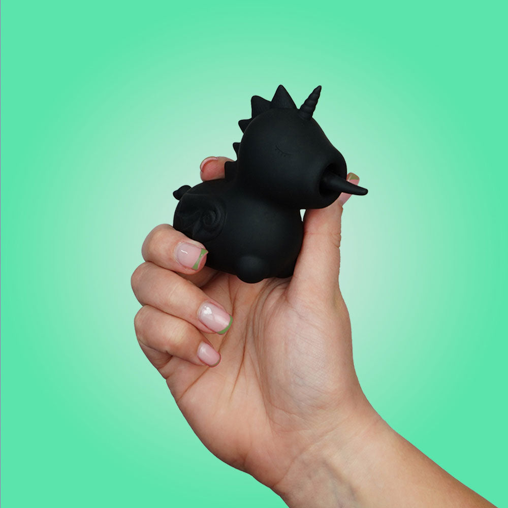 Unihorn Wild Spirit Licking Silicone Clitoral Vibrator - Black