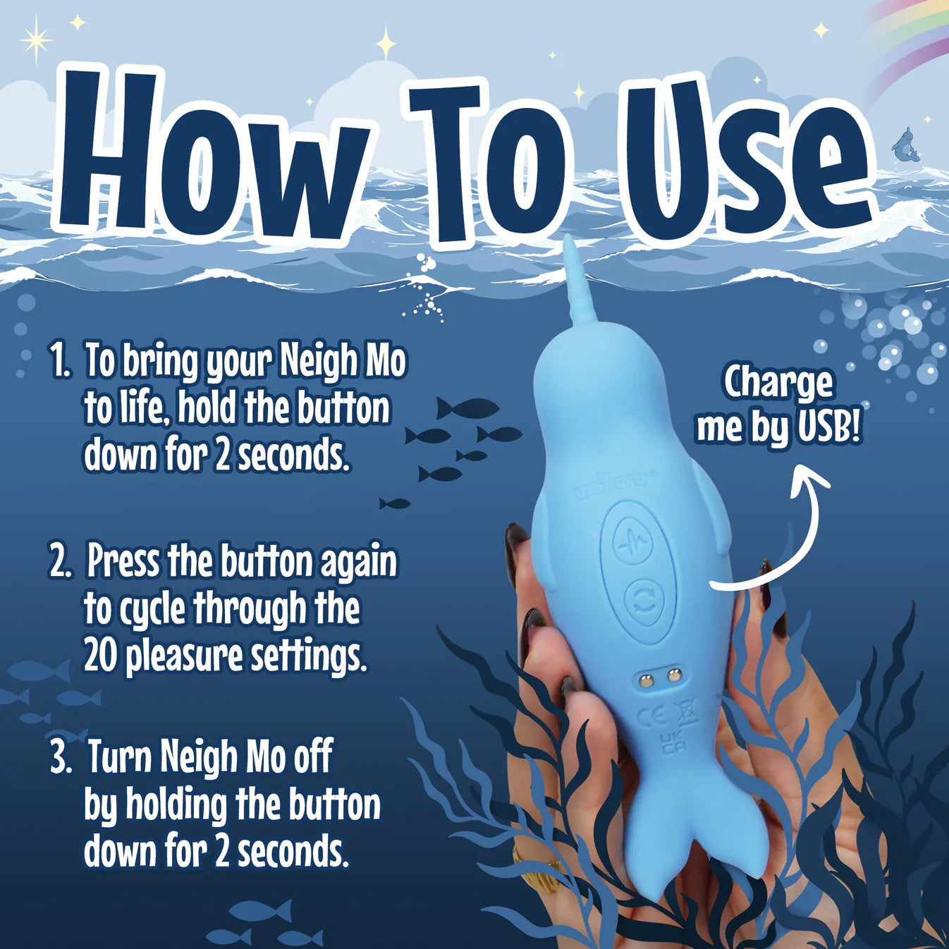 Unihorn Of The Sea Neigh Mo The Narwhal Silicone Clitoral Vibrator