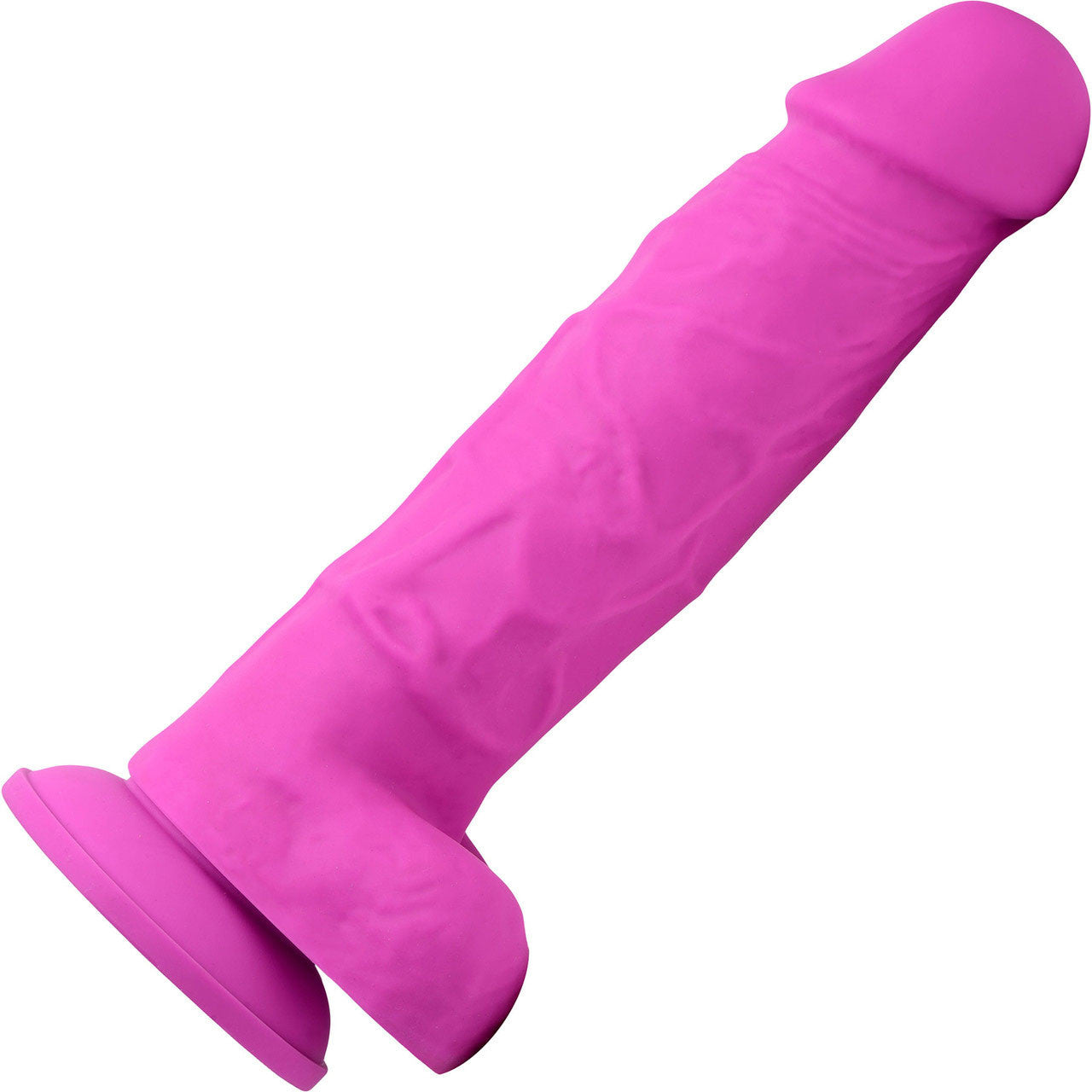 Strap U Power Pecker 7" Silicone Suction Cup Dildo With Balls - Pink