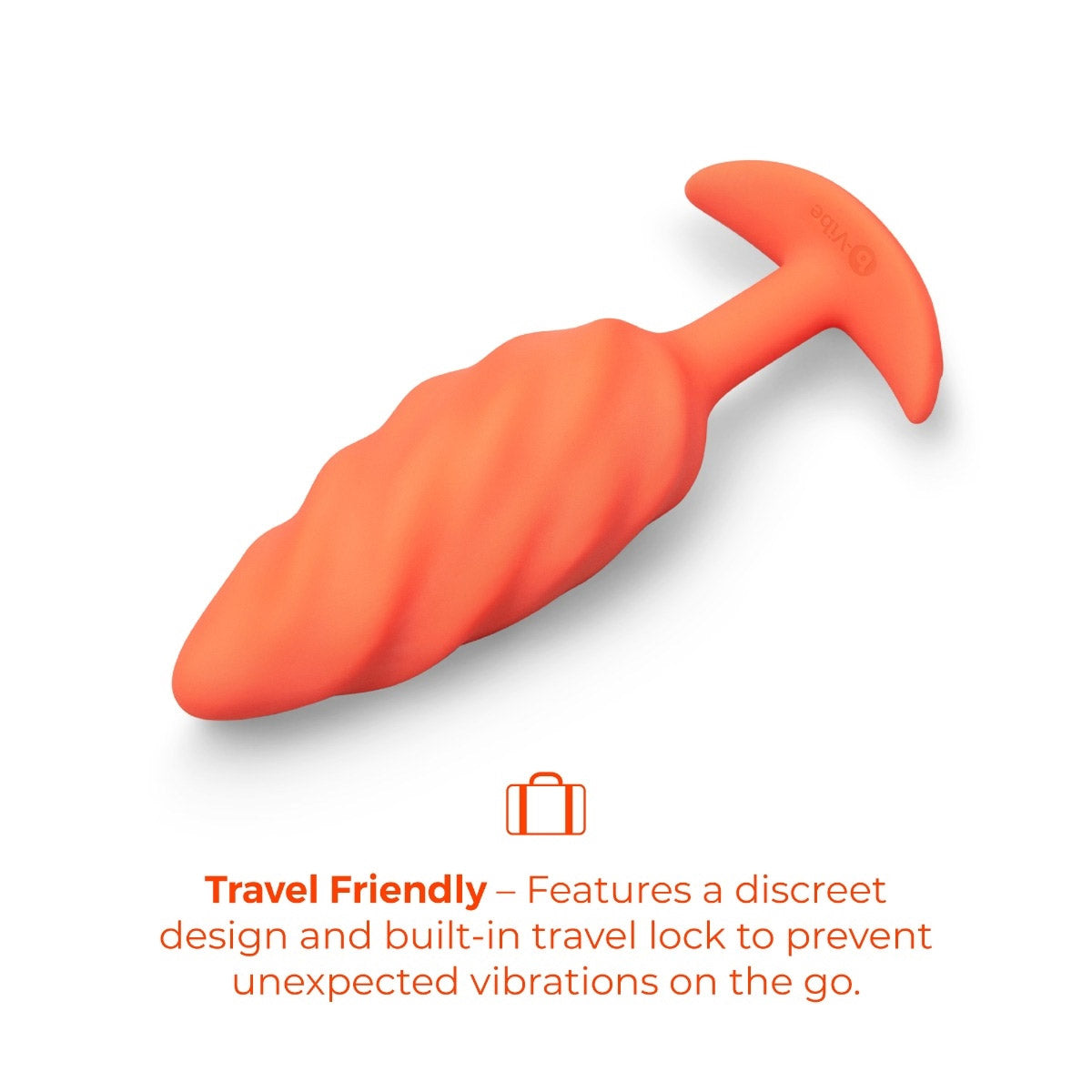 b-Vibe Swirl Textured Silicone Vibrating Butt Plug - Orange