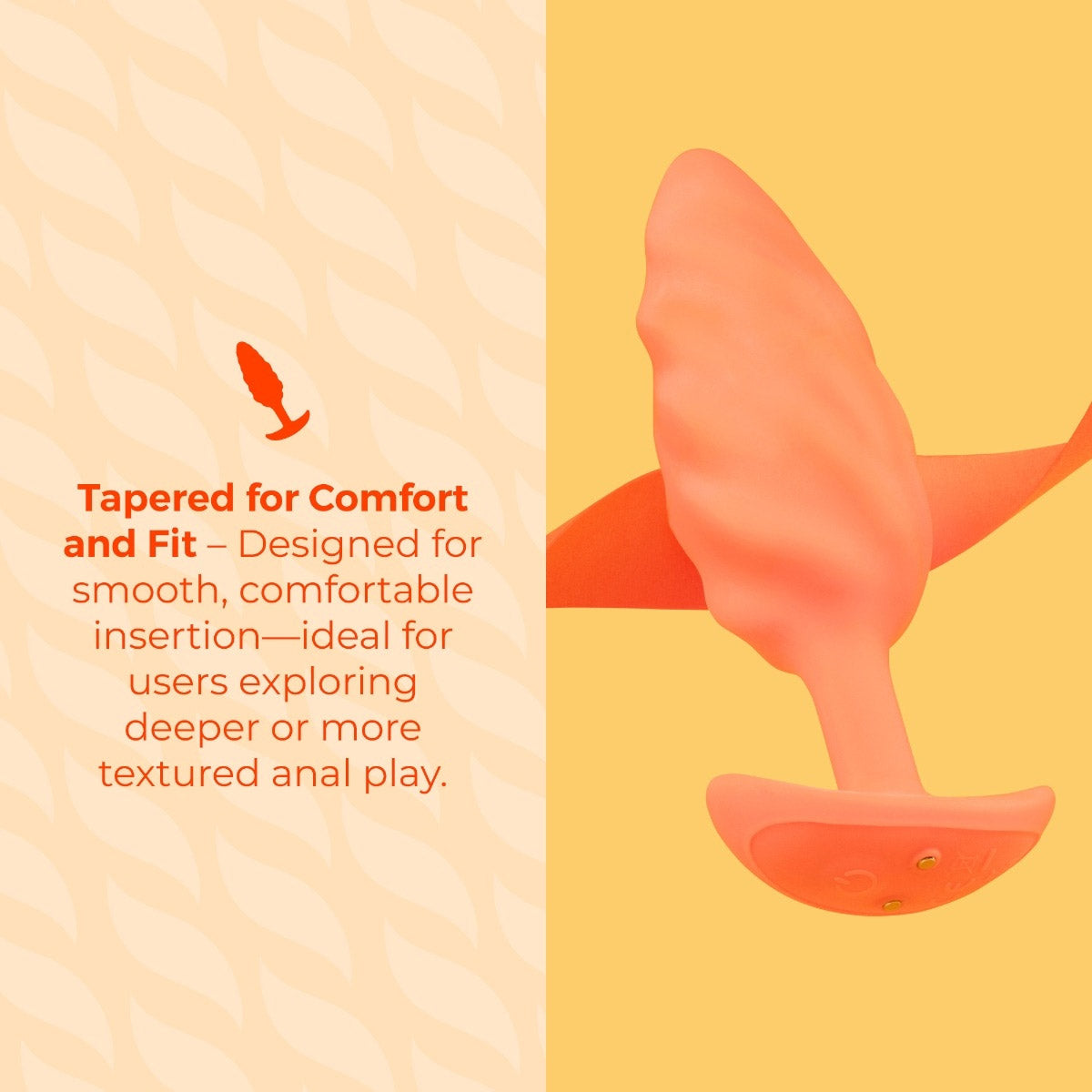 b-Vibe Swirl Textured Silicone Vibrating Butt Plug - Orange