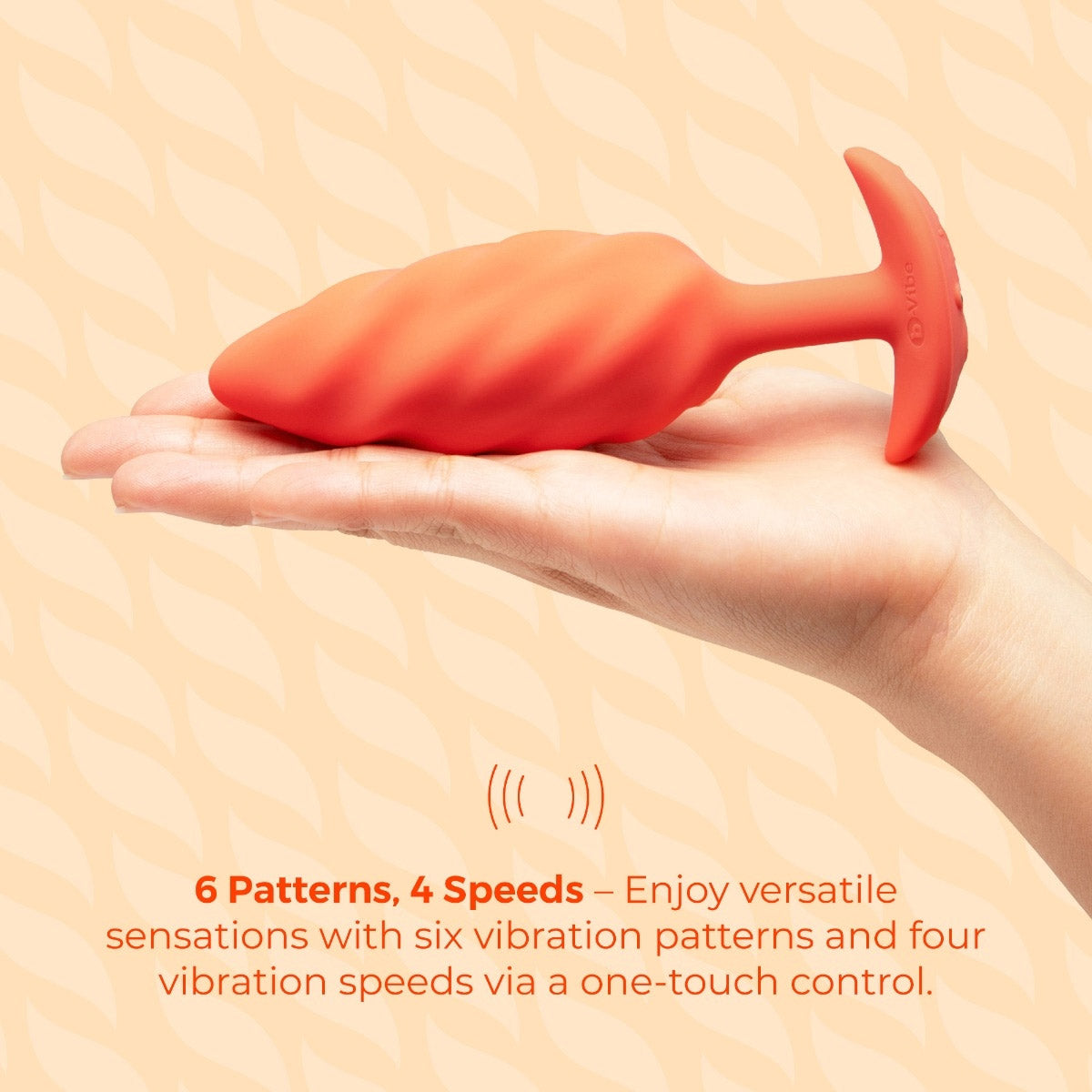 b-Vibe Swirl Textured Silicone Vibrating Butt Plug - Orange