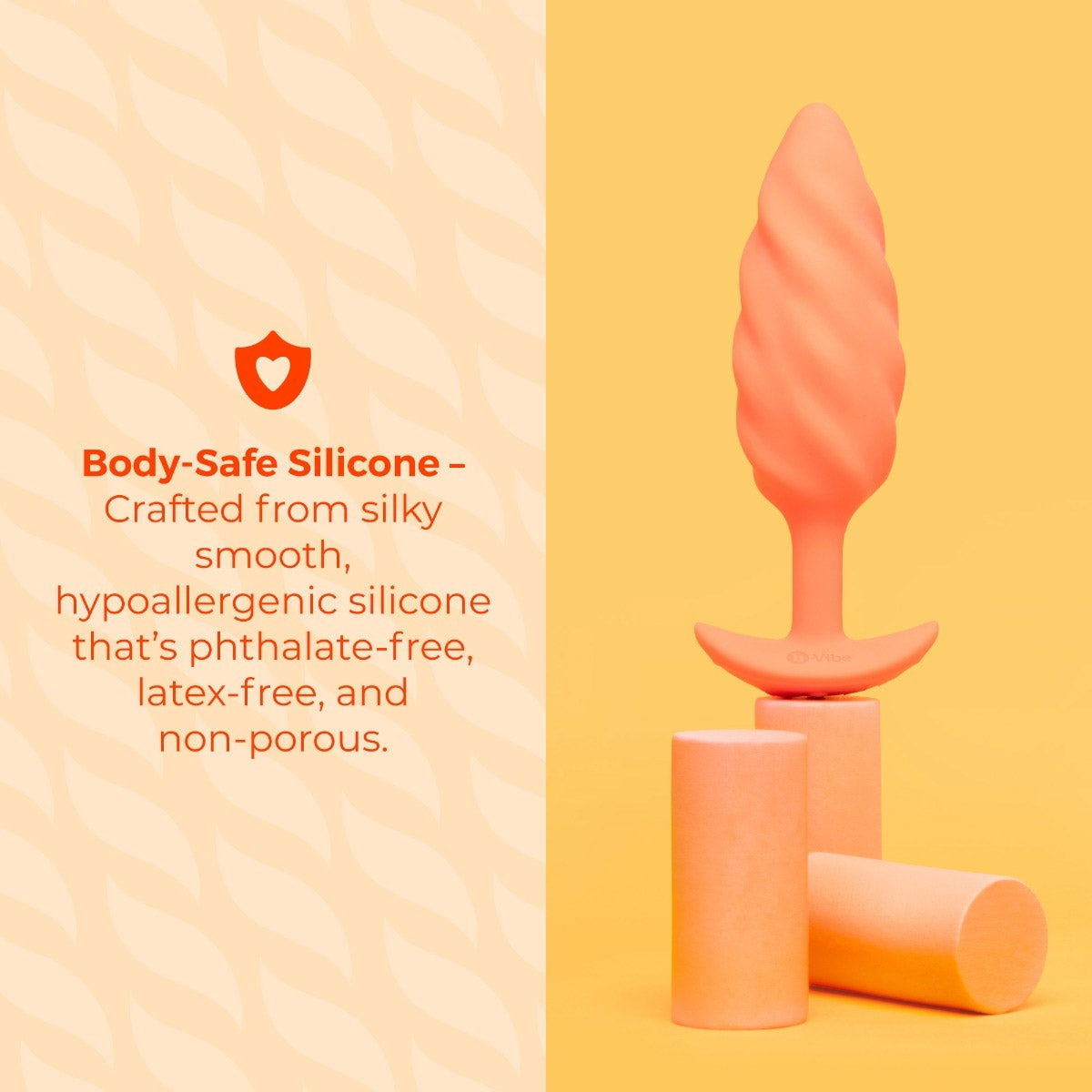 b-Vibe Swirl Textured Silicone Vibrating Butt Plug - Orange