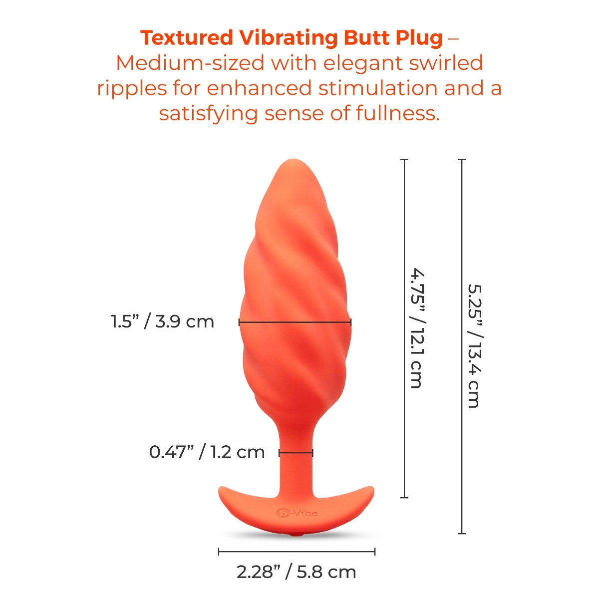 b-Vibe Swirl Textured Silicone Vibrating Butt Plug - Orange