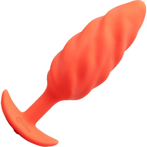 b-Vibe Swirl Textured Silicone Vibrating Butt Plug - Orange