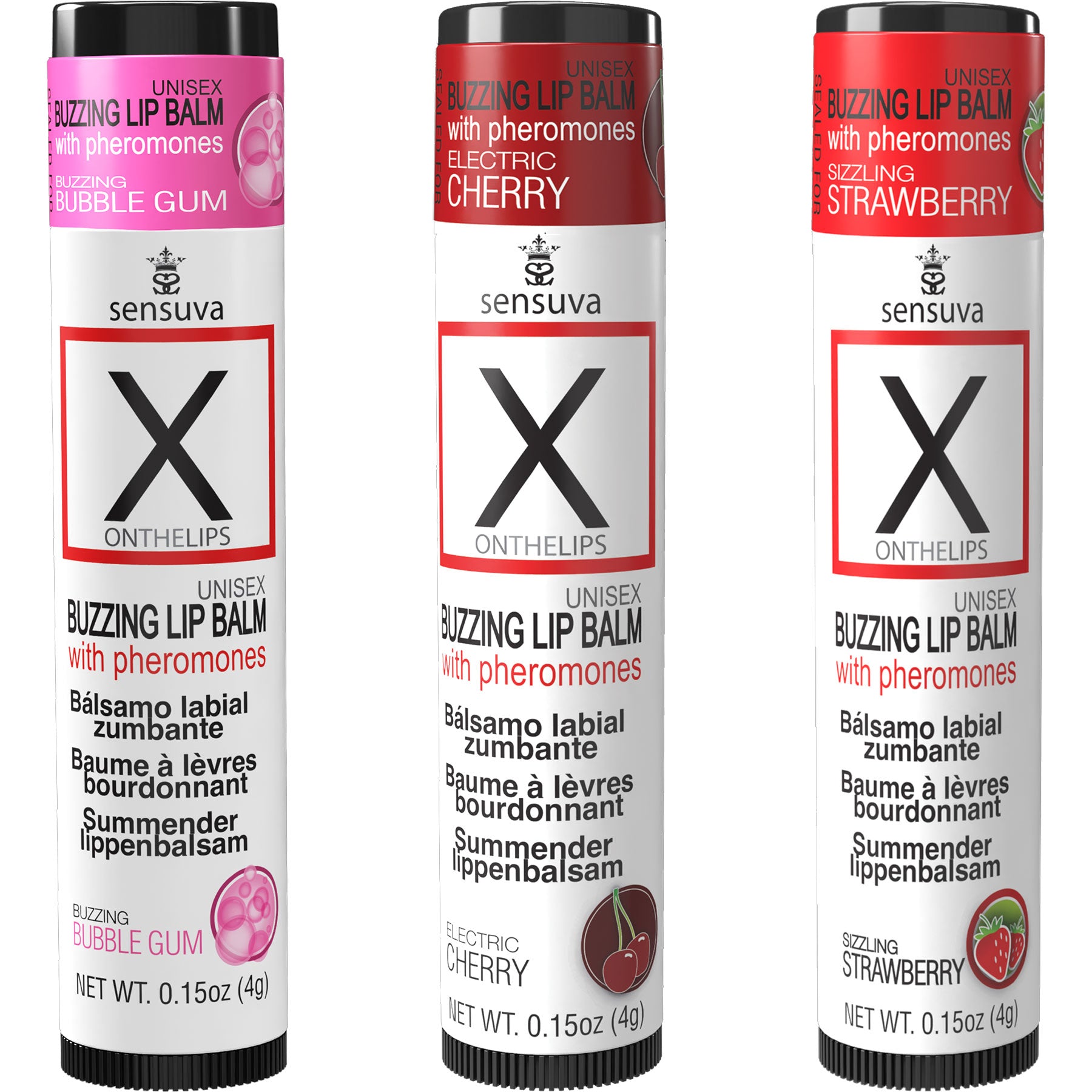 X On The Lips Buzzing Lip Balm With Pheromones By Sensuva 0.15 oz - 3 Flavors