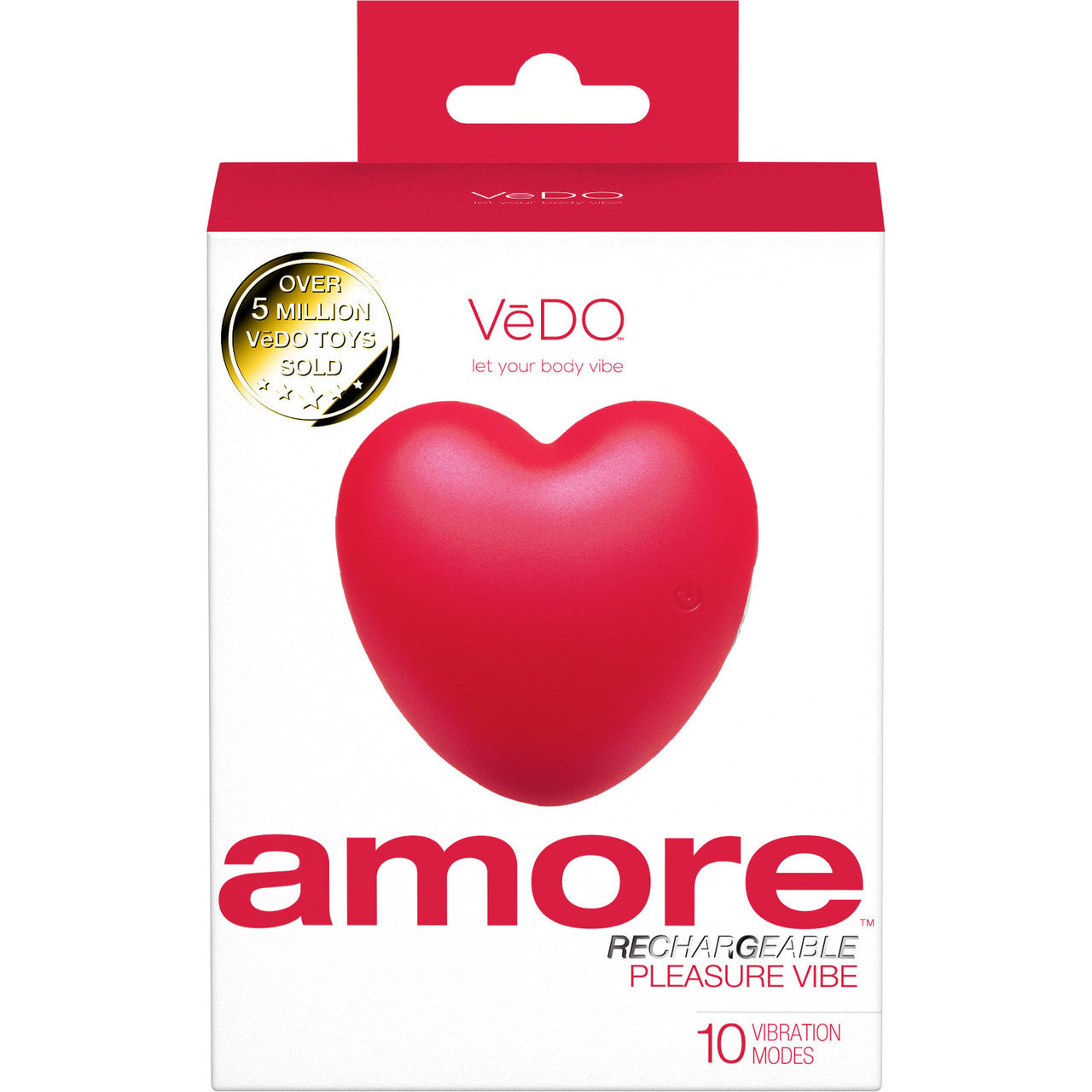 Amore Pleasure Vibe Silicone Heart Shaped Rechargeable Clitoral Stimulator By VeDO - Red