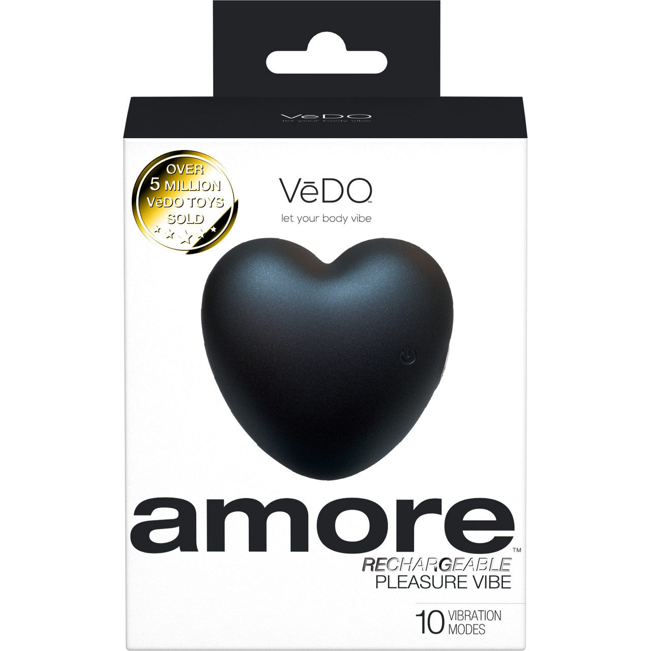 Amore Pleasure Vibe Silicone Heart Shaped Rechargeable Clitoral Stimulator By VeDO - Black