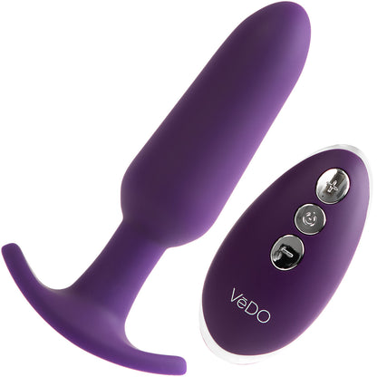 Bump Plus Silicone Rechargeable Vibrating Butt Plug With Remote by VeDO - Purple