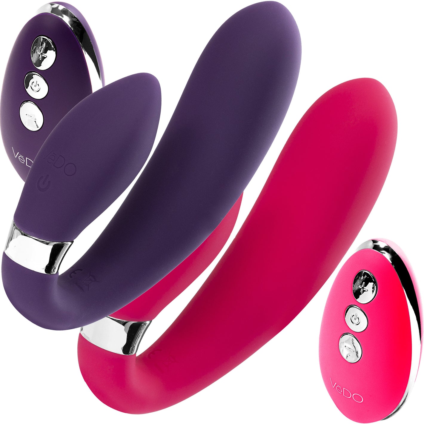 Jeni C-Shaped Rechargeable Silicone Dual Motor Vibe with Remote Control By VeDO