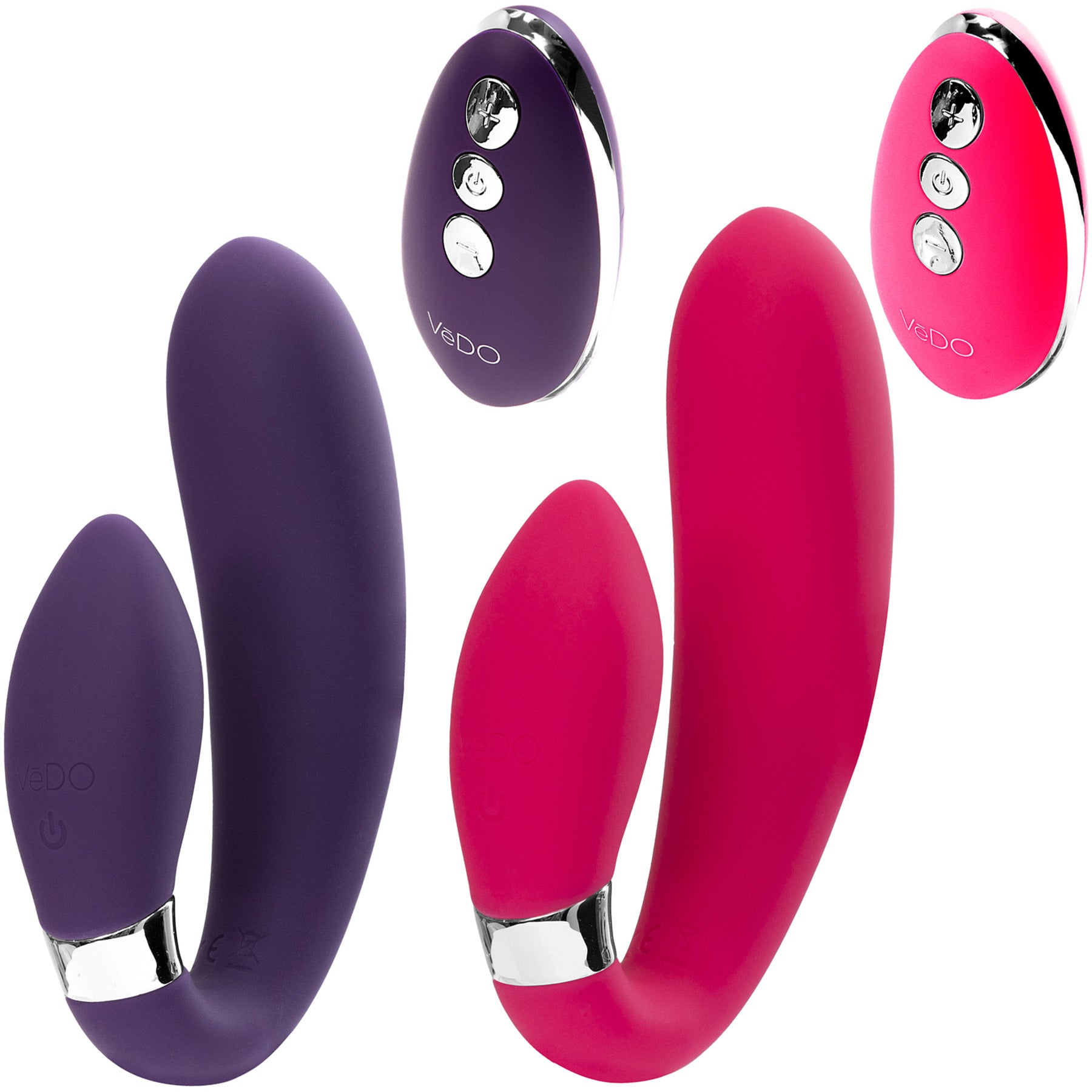 Jeni C-Shaped Rechargeable Silicone Dual Motor Vibe with Remote Control By VeDO