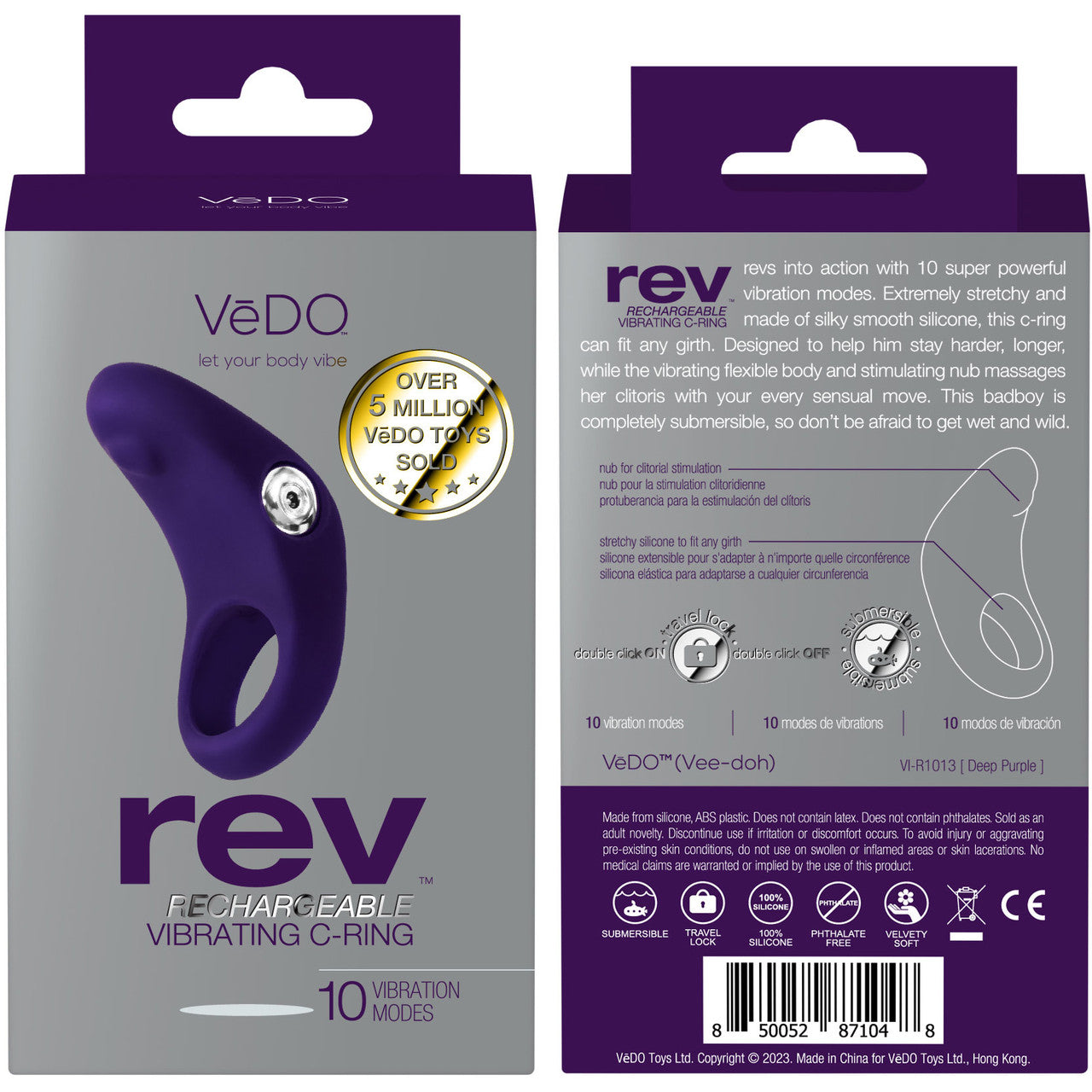 Rev Silicone Vibrating Cock Ring By VeDO - Deep Purple Rev Silicone Vibrating Cock Ring By VeDO - Deep Purple