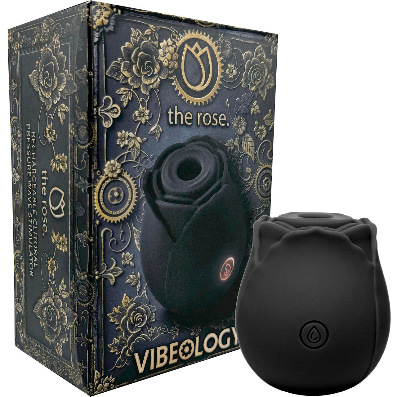 The Rose Rechargeable Clitoral Pressure Wave Stimulator By Vibeology - Black