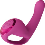 Vive Riko Rechargeable Silicone Triple Thumper Vibrator With Finger Motion - Pink