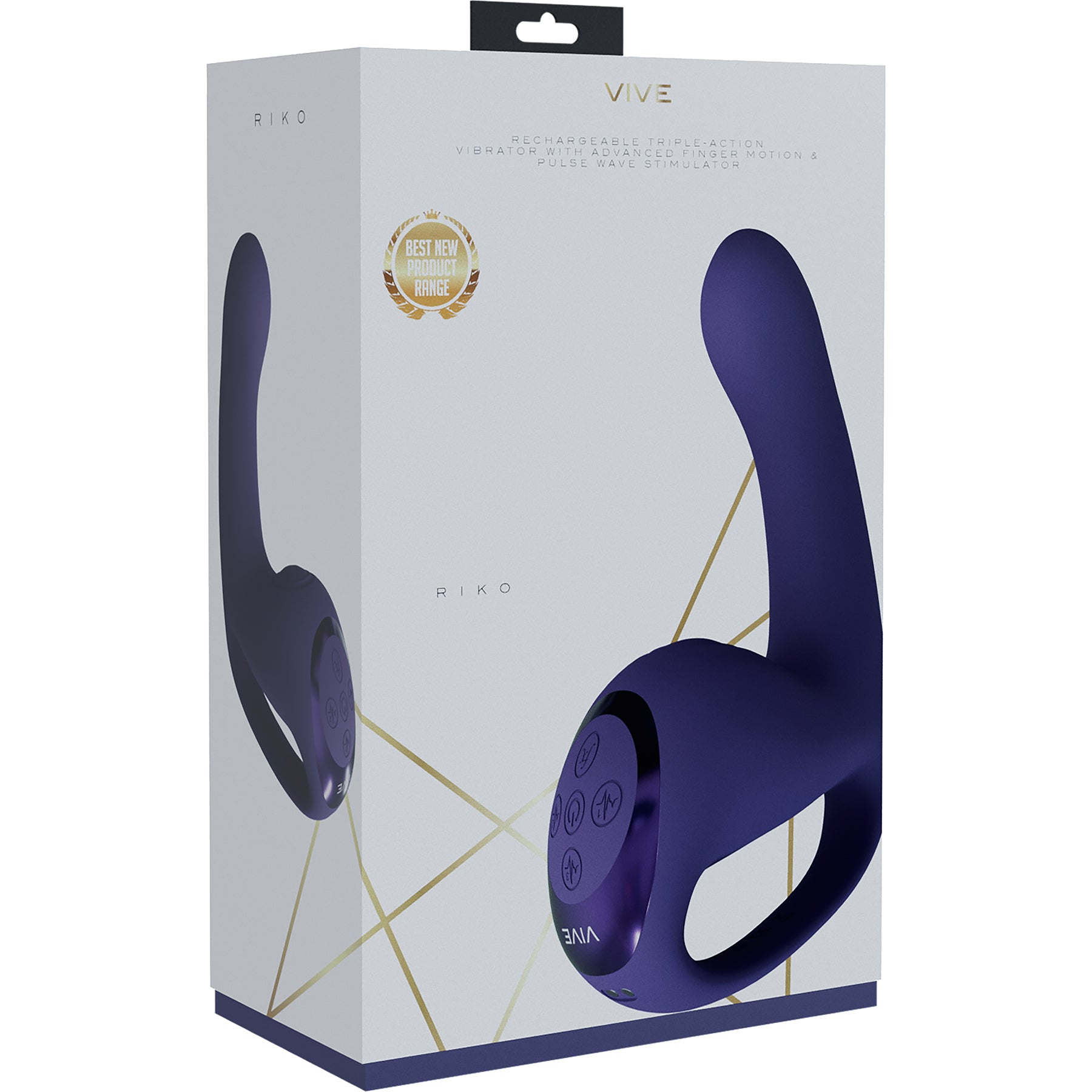 Vive Riko Rechargeable Silicone Triple Thumper Vibrator With Finger Motion - Purple