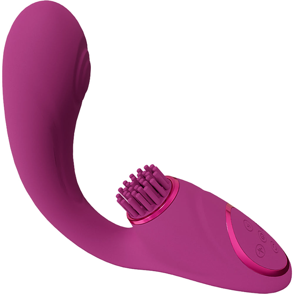 Vive GEN Rechargeable Silicone Triple Motor Dual Stimulation Vibrator With Pulse Wave - Pink