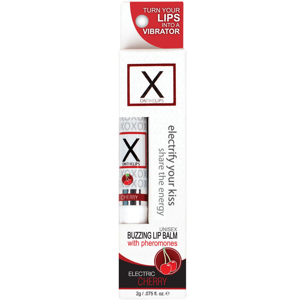 X On the Lips Buzzing Lip Balm with Pheromones by Sensuva .075 fl oz - Electric Cherry