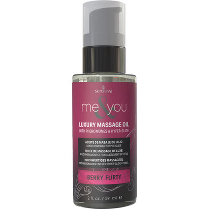 Me & You Luxury Massage Oil With Pheromones & Hyper-Glide By Sensuva 2 fl oz - Berry Flirty