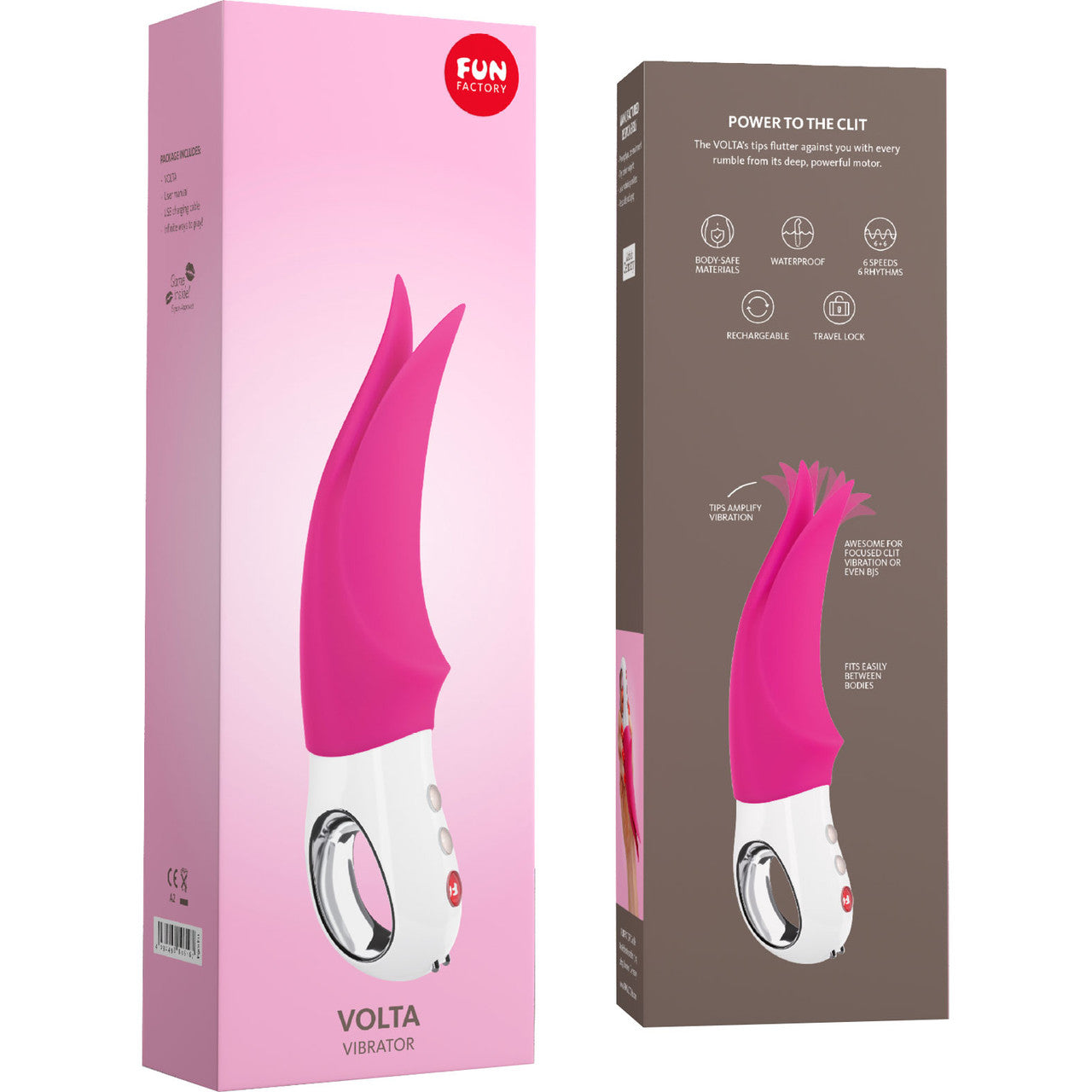 Fun Factory VOLTA Rechargeable Waterproof External Vibrator - Blackberry